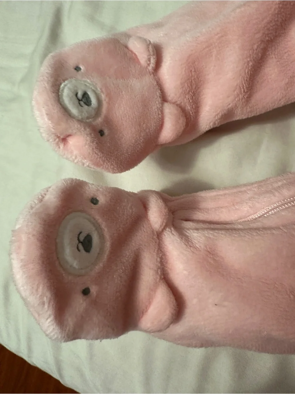 Carter's Pink Plush Hooded Baby Snowsuit with Bear Feet